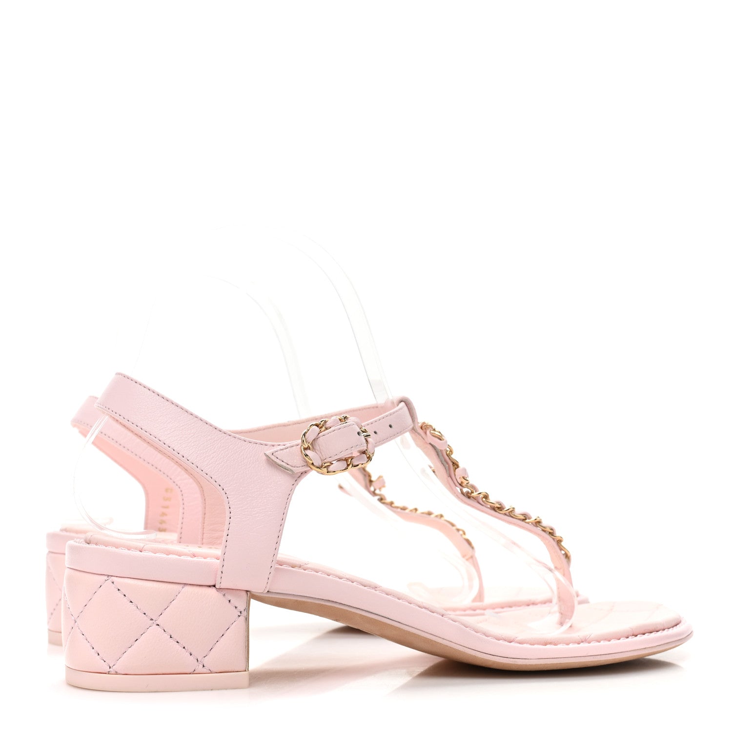 Chanel Lambskin Chain CC Logo Thong Sandals 38 Light Pink 4 of 9