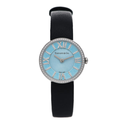 Tiffany Stainless Steel Calfskin Diamond Bezel 24mm Atlas 2-Hand Quartz Watch Tiffany Blue 1 of 5