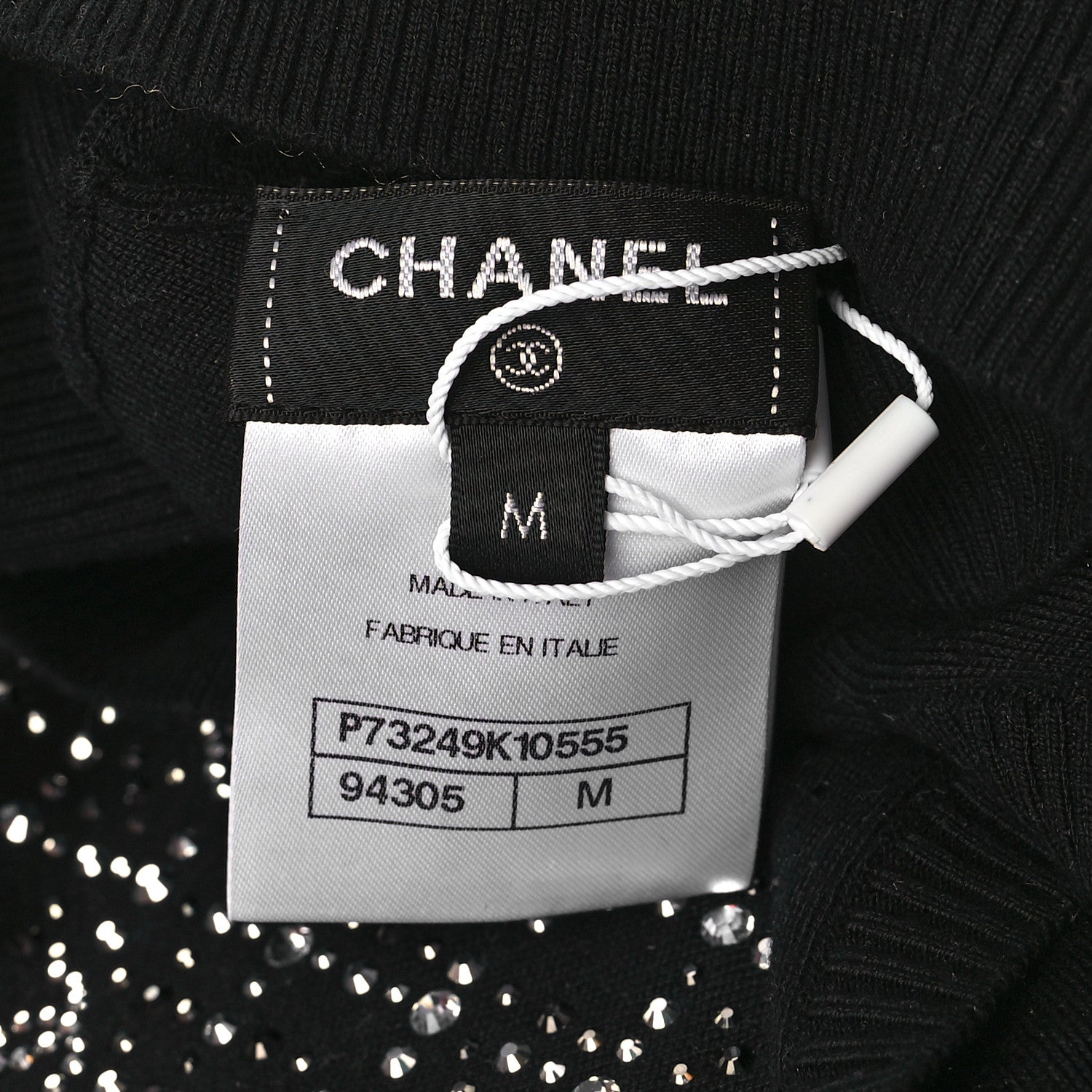 Chanel Cashmere Crystal CC Beanie Hat Black 3 of 3