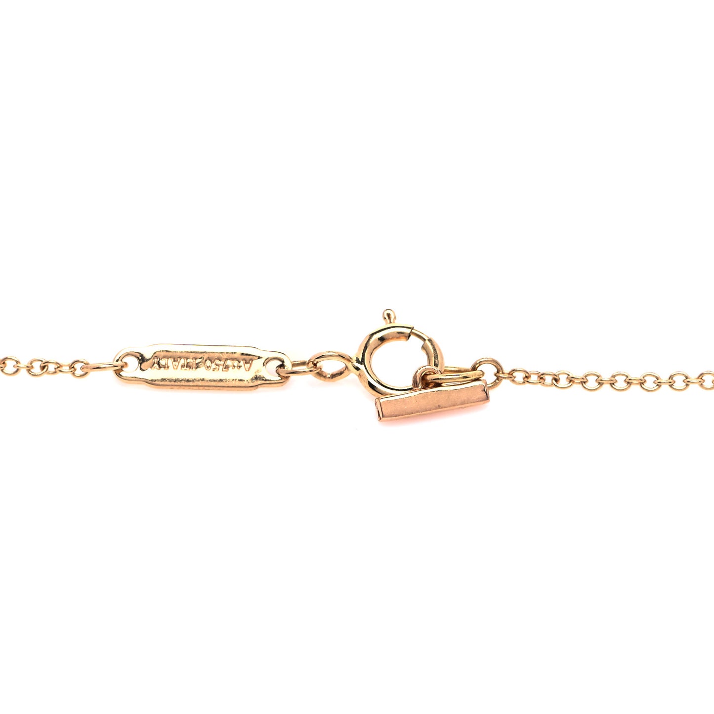 18K Rose Gold Pink Sapphire T Open Horizontal Bar Pendant Necklace