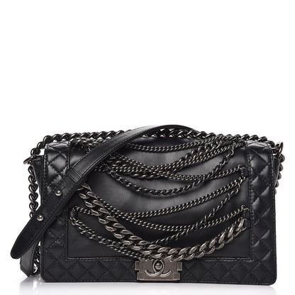 Chanel Calfskin Enchained Medium Boy Flap Black 1 of 8