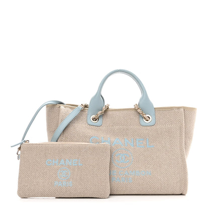 Chanel Mixed Fibers Calfskin Small Deauville Tote Grey Light Blue 1 of 11