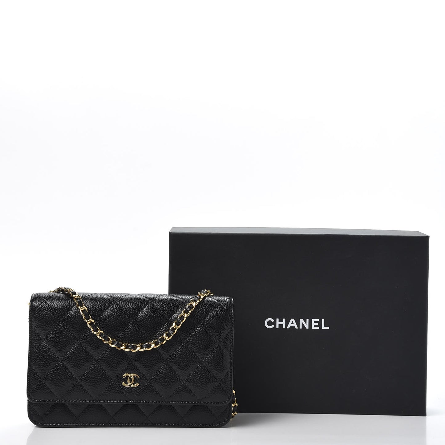 Caviar Quilted Wallet On Chain WOC Black