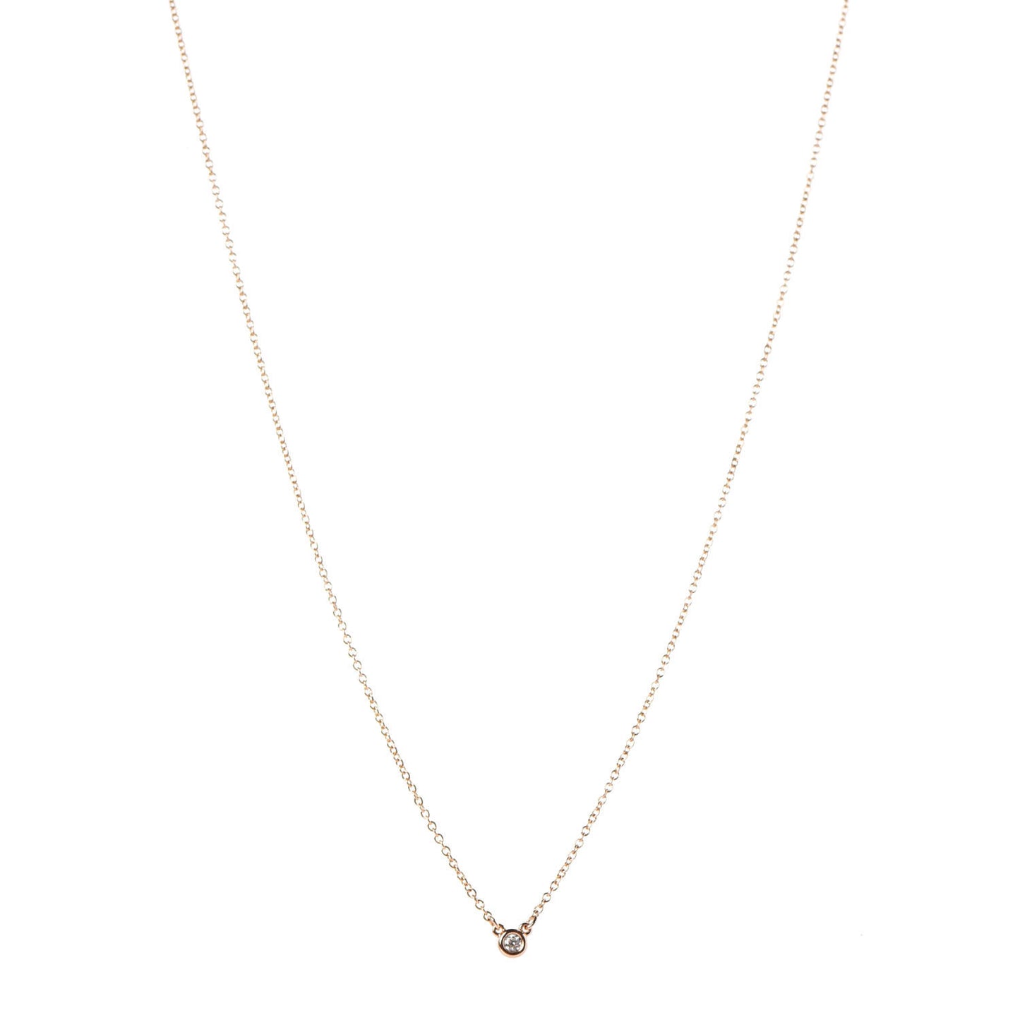 18K Rose Gold Diamond .03ct Elsa Peretti Diamonds by the Yard Pendant Necklace