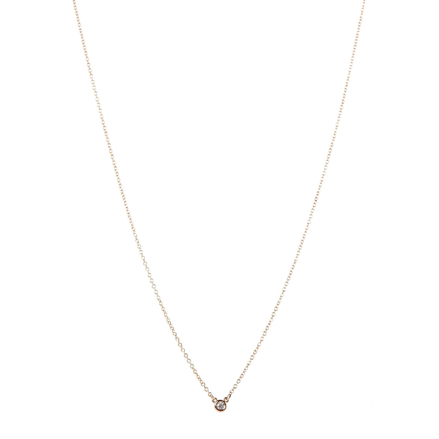 Tiffany 18K Rose Gold Diamond .03ct Elsa Peretti Diamonds by the Yard Pendant Necklace 1 of 8