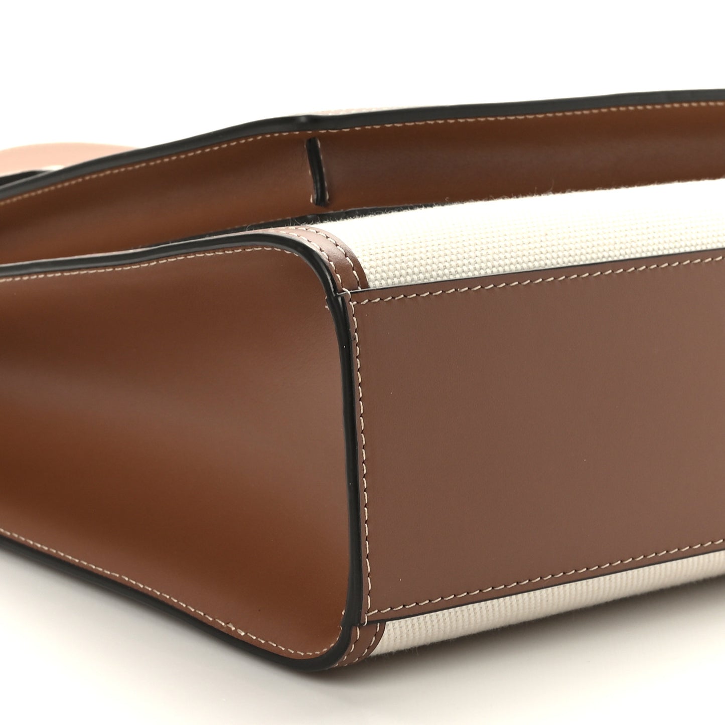 Canvas Smooth Calfskin Two Tone Medium Pocket Bag Natural Malt Brown