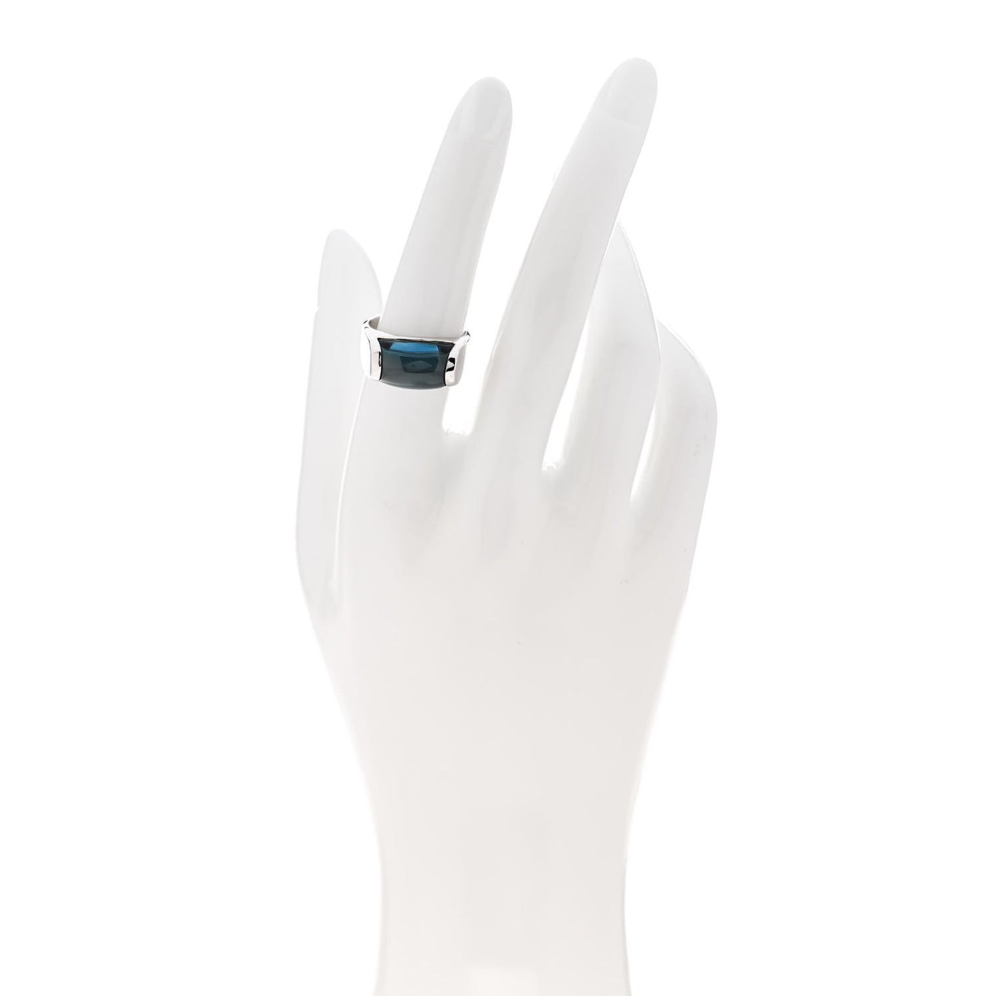 18K White Gold Blue Topaz Tronchetto Ring 54 7