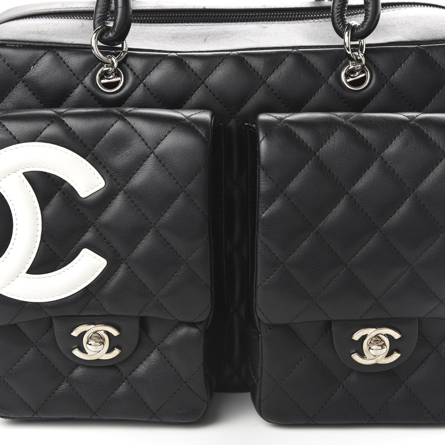 Chanel Calfskin Quilted Large Cambon Multipocket Reporter Black White 10 of 11