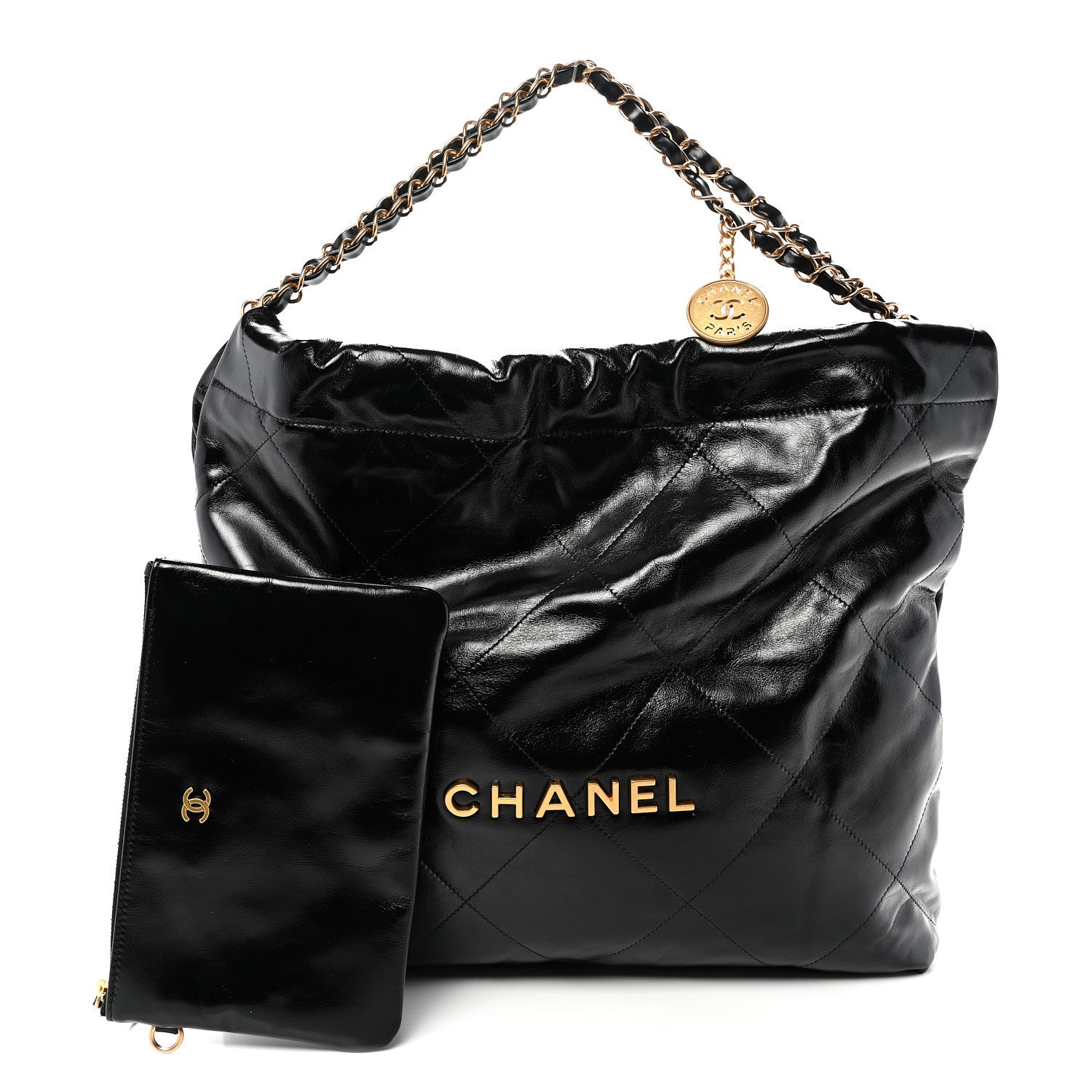 Chanel Shiny Calfskin Quilted Chanel 22 Black 3 of 11