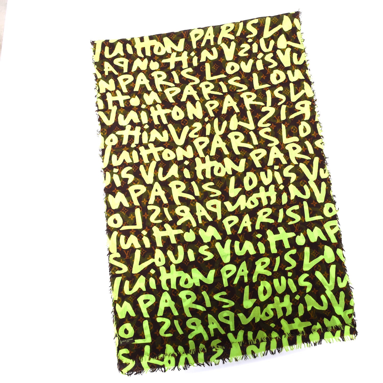 Louis Vuitton Cotton Graffiti Pareo Green 2 of 4