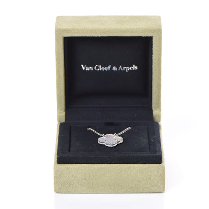 Van Cleef & Arpels 18K White Gold Mother of Pearl Vintage Alhambra Pendant Necklace 8 of 8