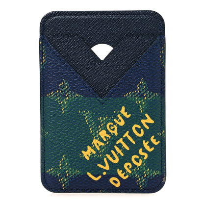 Louis Vuitton Monogram Heritage Magnetic Card Holder Blue Stripes 1 of 6