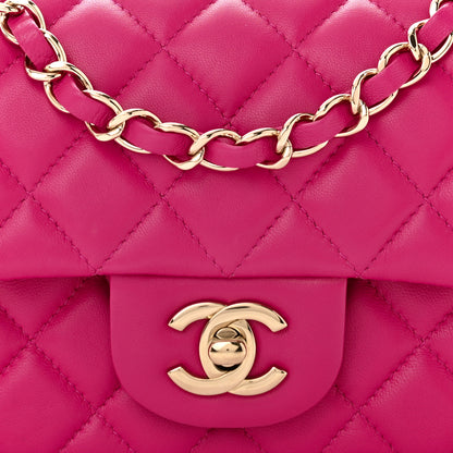 Chanel Lambskin Quilted Mini Rectangular Flap Fuchsia 8 of 11