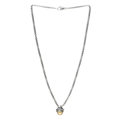 David Yurman Sterling Silver 14K Yellow Gold Citrine Acorn Pendant Necklace 3 of 5