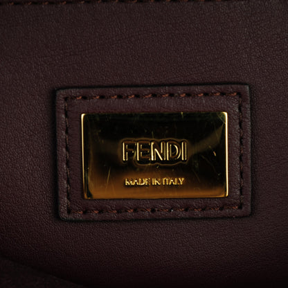 Fendi Vitello Seta Waves Bi-Color Medium Peekaboo Iconic Satchel Bordeaux Latte 6 of 7