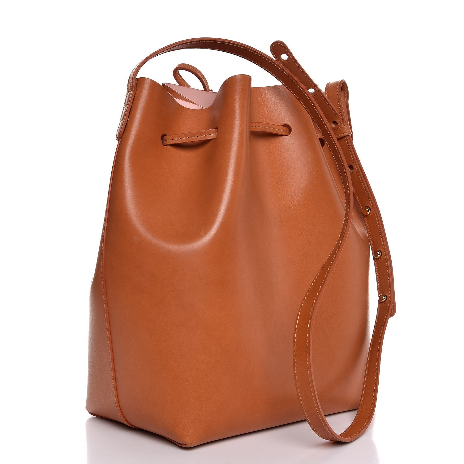 Mansur Gavriel Vegetable Tanned Calfskin Bucket Bag Cammello Ballerina 3 of 6
