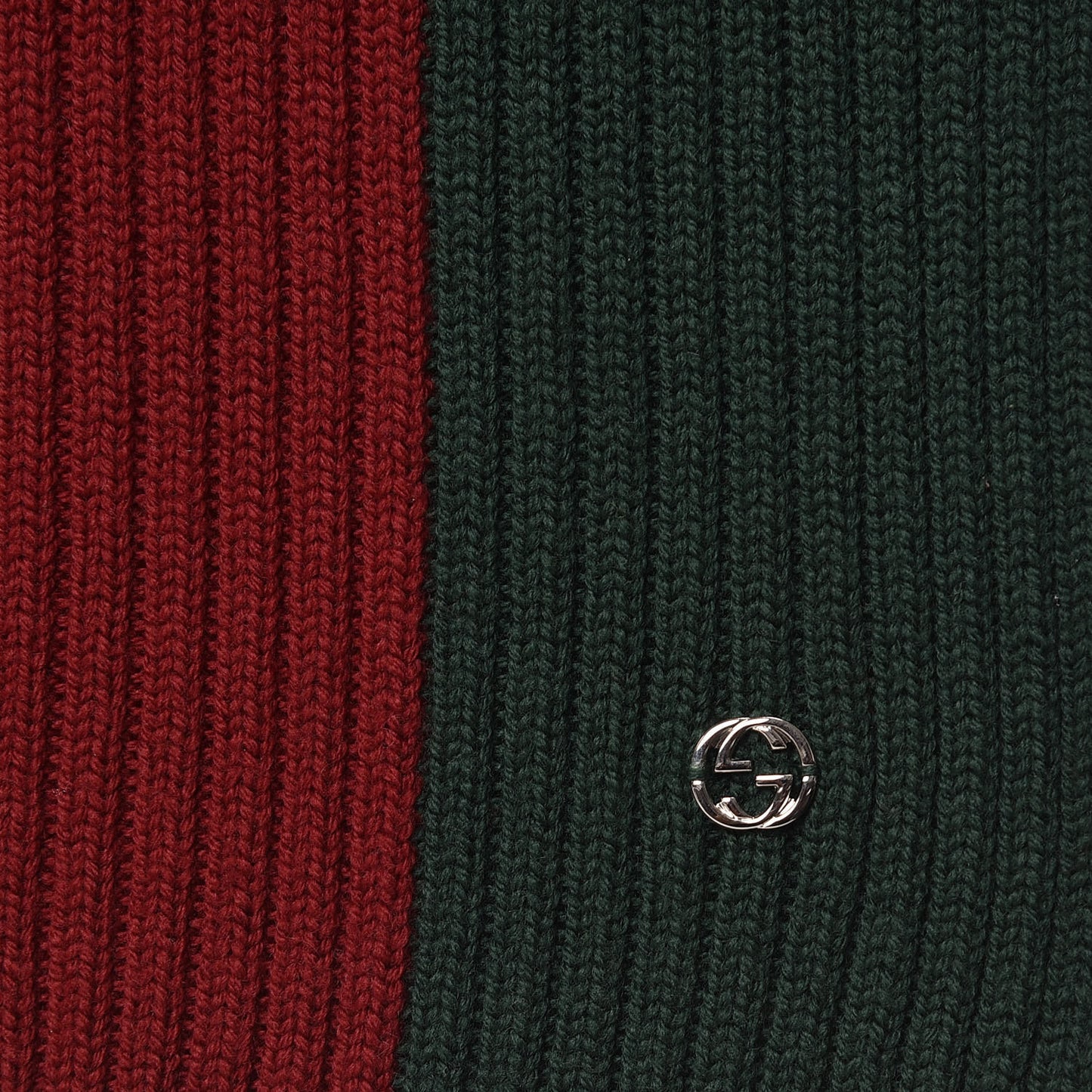 Wool Ribbed Knit Stripe Scarf