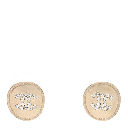 Chanel Crystal CC Round Earrings Gold 1 of 5