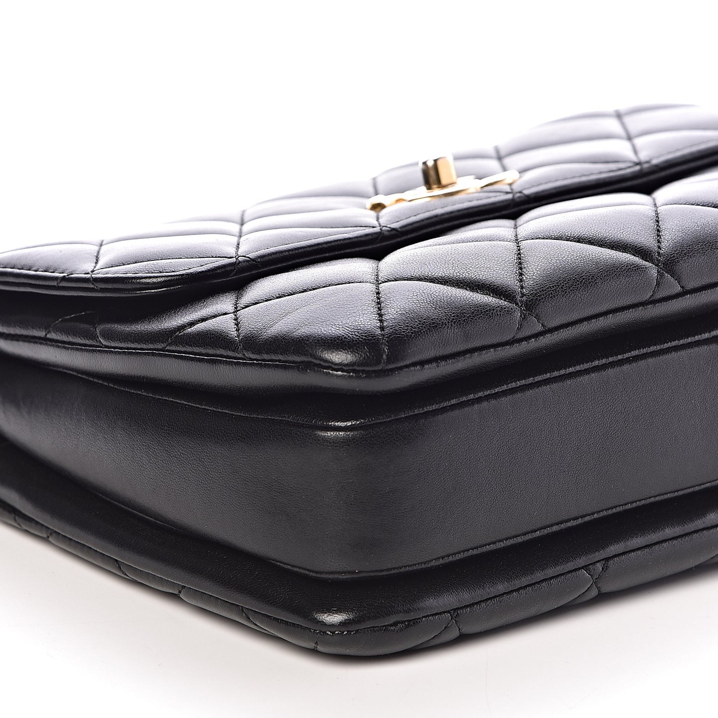Lambskin Quilted Small Trendy CC Dual Handle Flap Bag Black