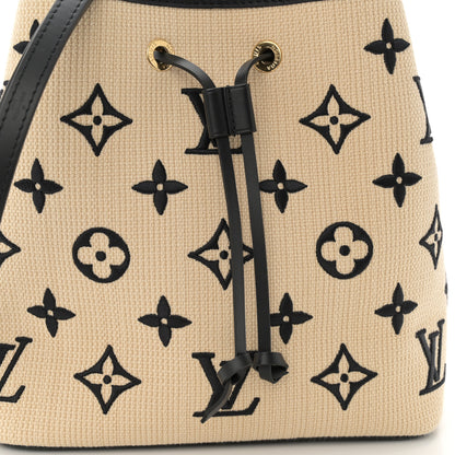 Louis Vuitton Cotton Monogram Embroidered Neonoe MM Beige Black 7 of 11