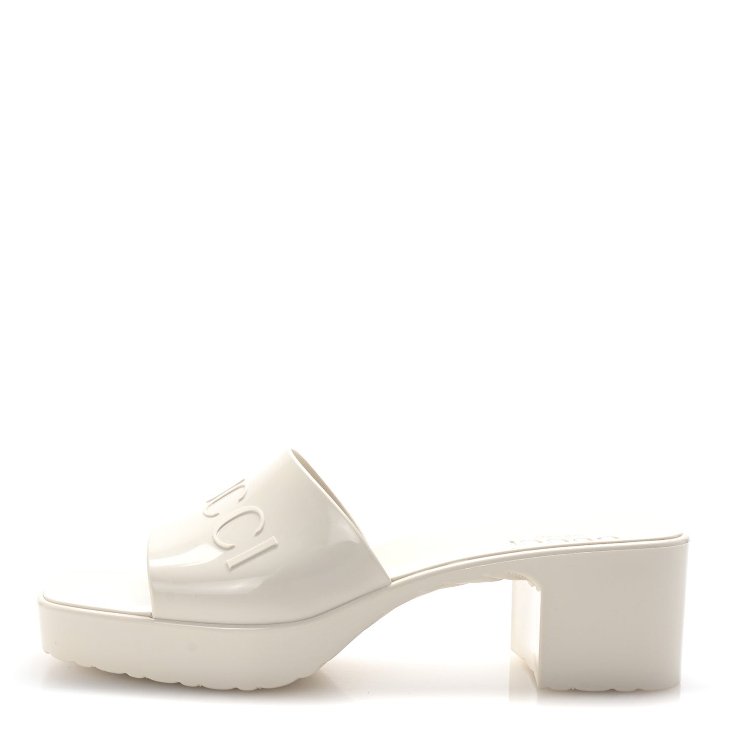 Rubber Gucci Logo Womens Platform 20/60mm Slide Sandals 39 Mystic White