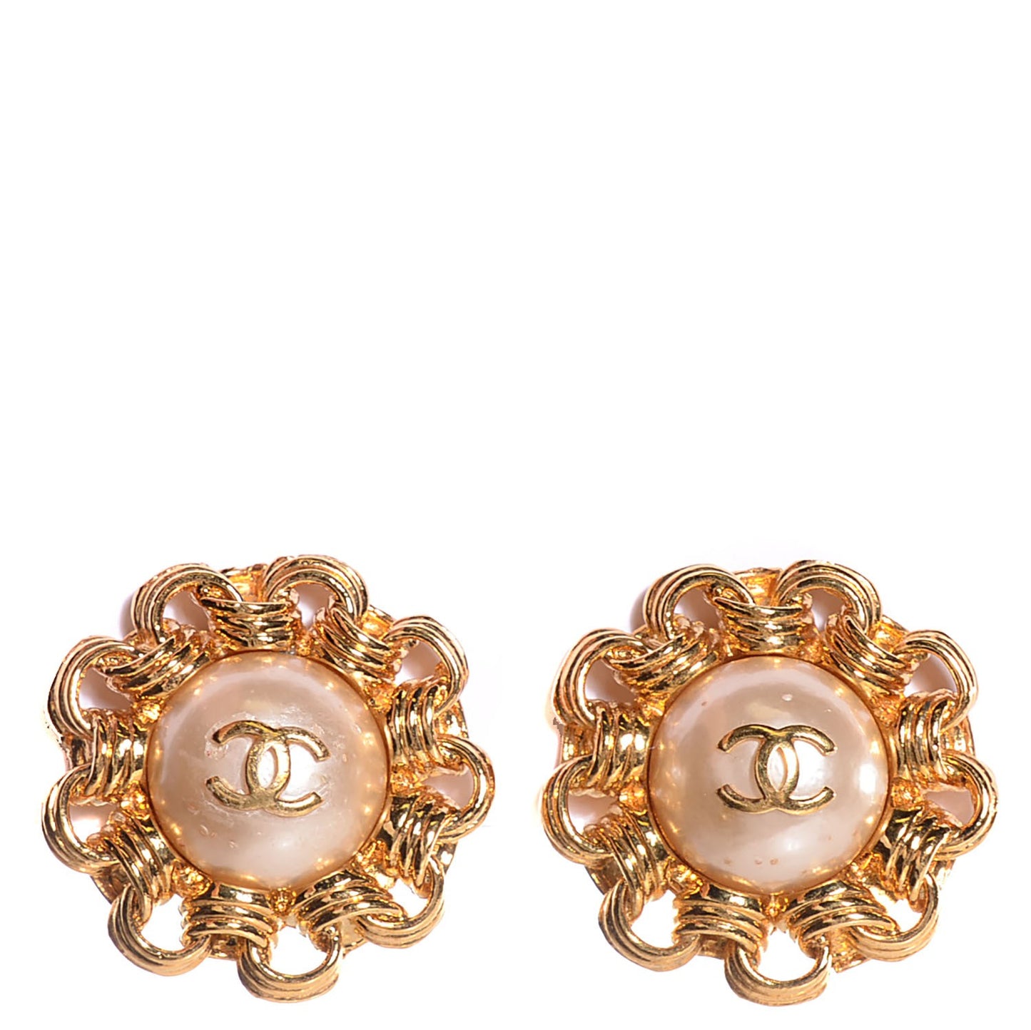 Pearl CC Clip On Earrings Gold