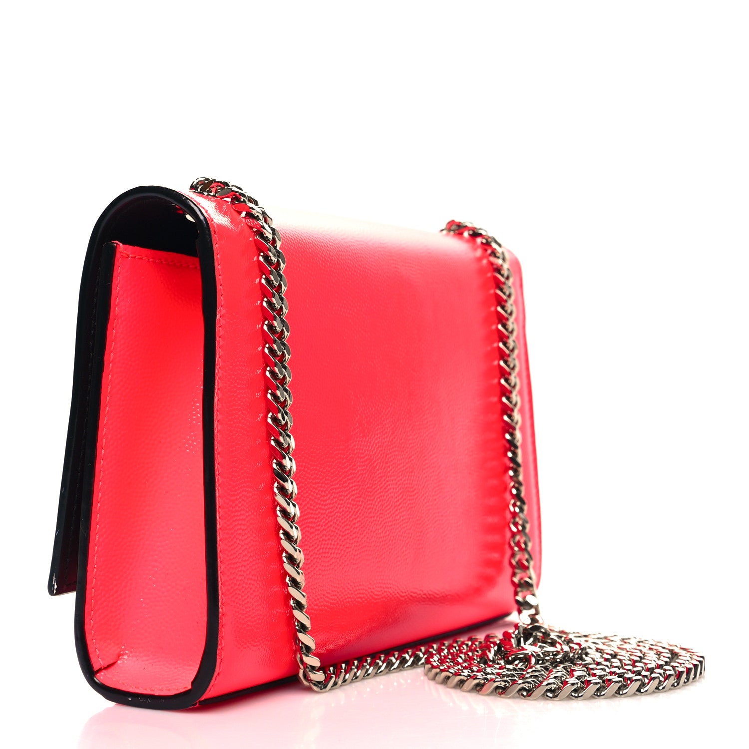 Saint Laurent Patent Grain de Poudre Small Monogram Kate Satchel Neon Pink 3 of 12