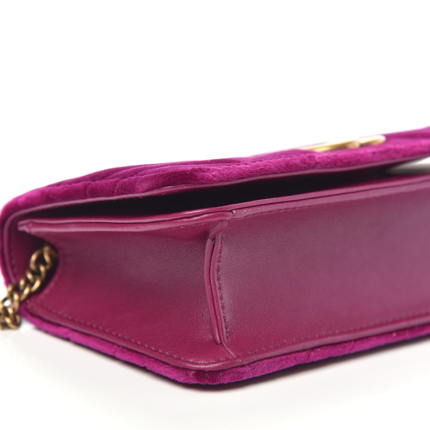 Gucci Velvet Matelasse GG Marmont Mini Bag Fuchsia Violet Cyclamen 8 of 9