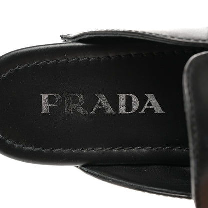 Prada Natural Calfskin Metal Triangle Logo 45mm Clogs Black 6 of 9