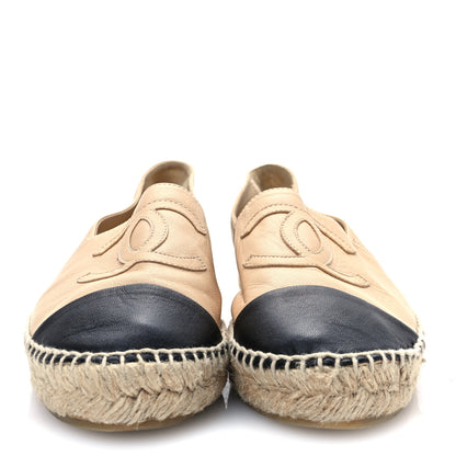 Chanel Lambskin CC Espadrilles 37 Beige Black 2 of 15