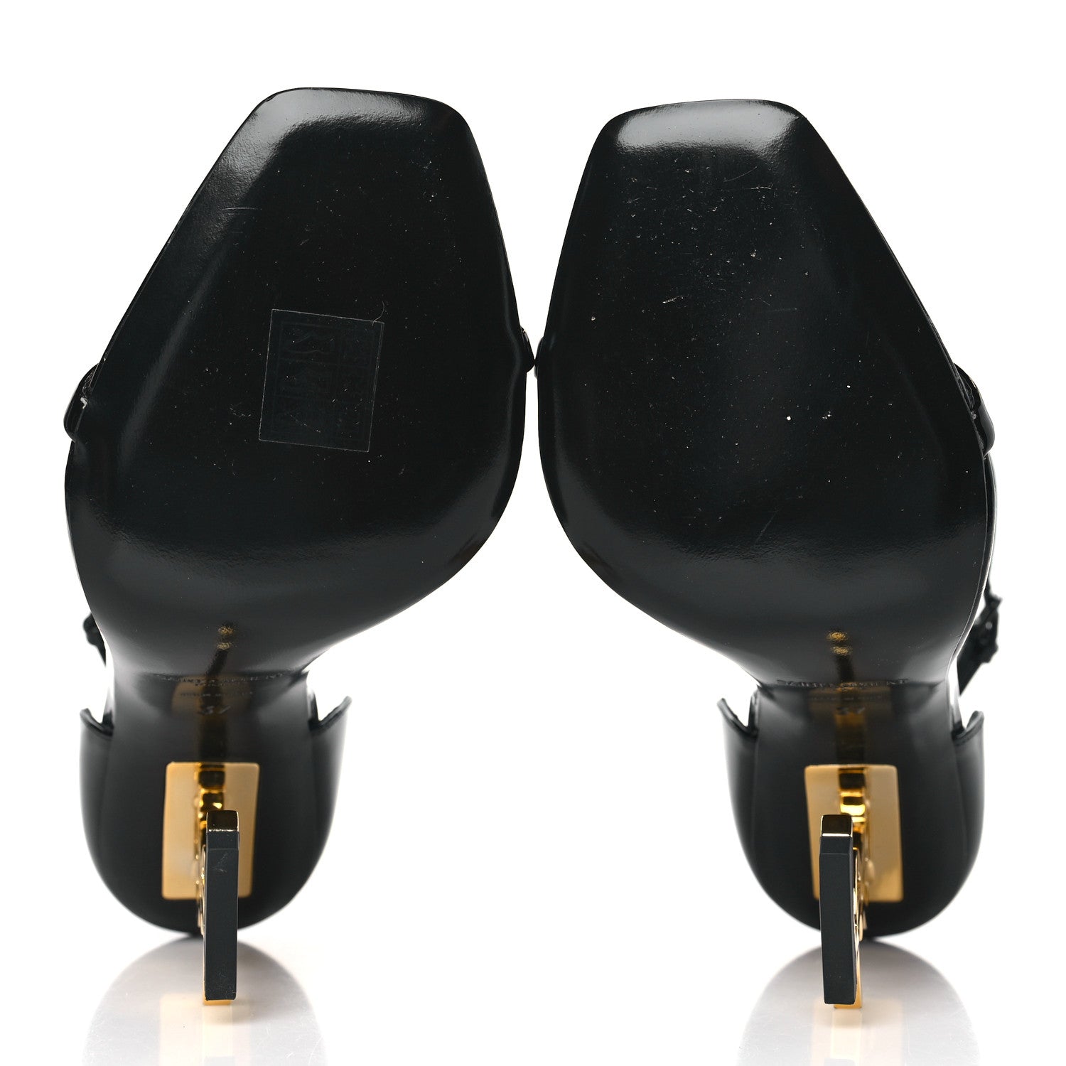 Saint Laurent Patent Calfskin Opyum 110 Sandals 37 Black Gold 6 of 10