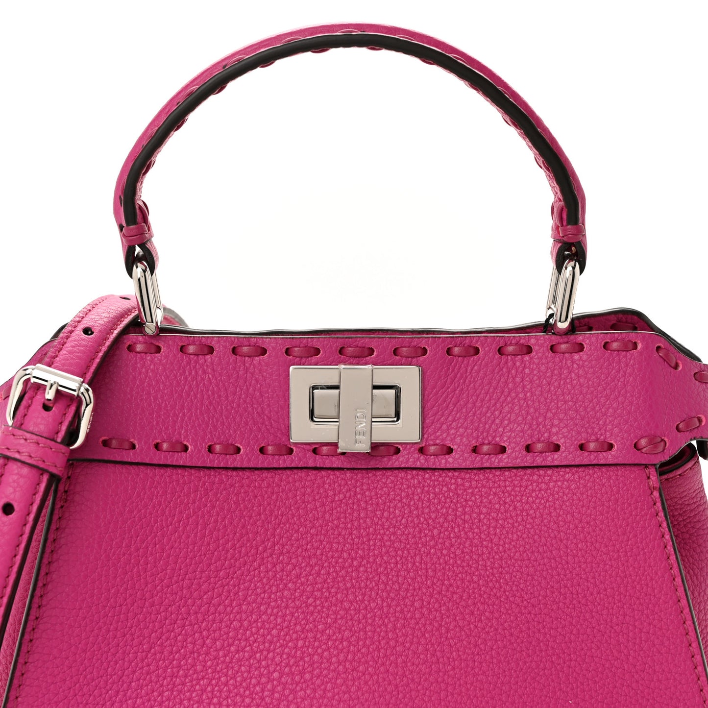 Vitello Granato Camoscio Selleria Macro Stitchings Mini Peekaboo Iconic Satchel Magenta