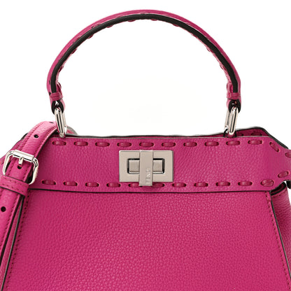Fendi Vitello Granato Camoscio Selleria Macro Stitchings Mini Peekaboo Iconic Satchel Magenta 8 of 10