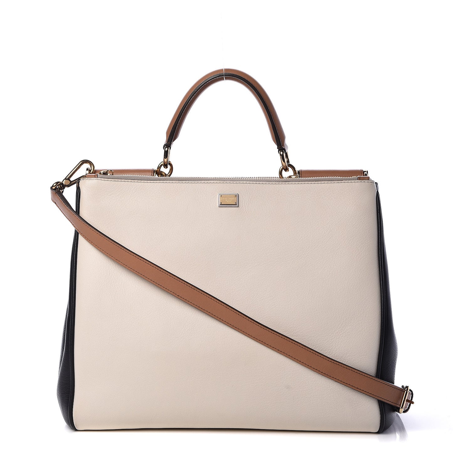 Dauphine Miss Sicily Double Zip Satchel Ivory Multicolor