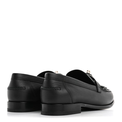 Hermes Fringed Calfskin Womens Destin Loafer 38 Black 5 of 10
