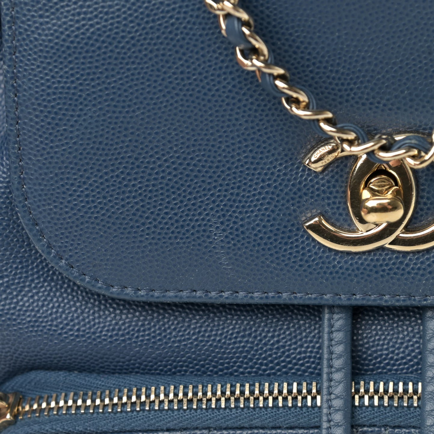 Caviar Quilted Business Affinity Backpack Blue