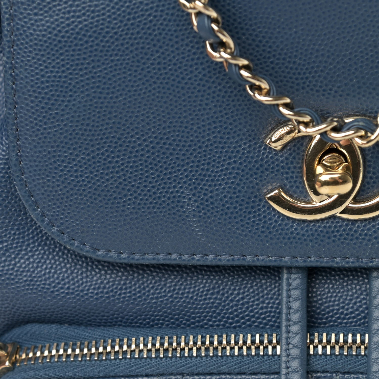 Chanel Caviar Quilted Business Affinity Backpack Blue 13 of 16