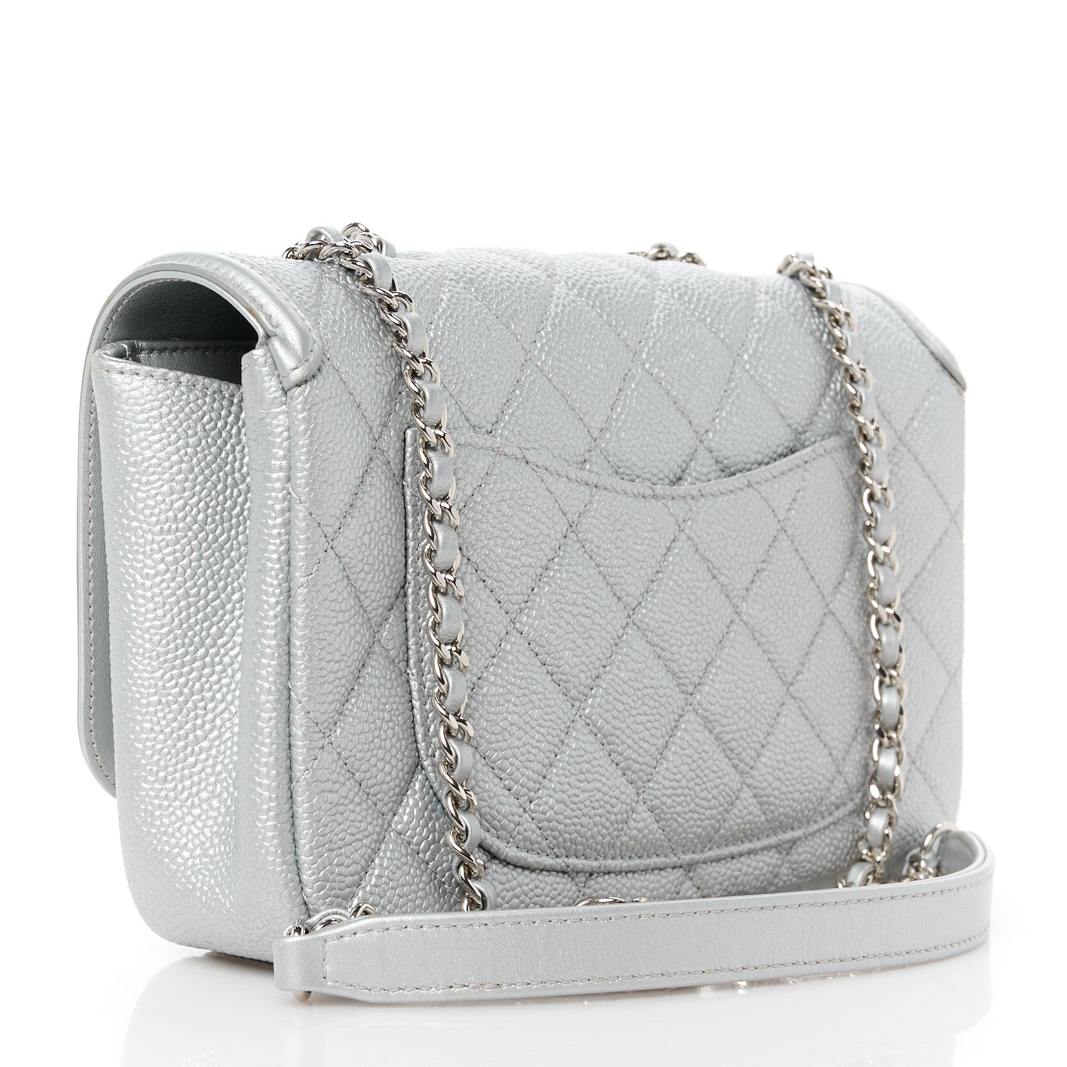 Chanel Metallic Caviar Quilted Small CC Filigree Flap Silver 3 of 11