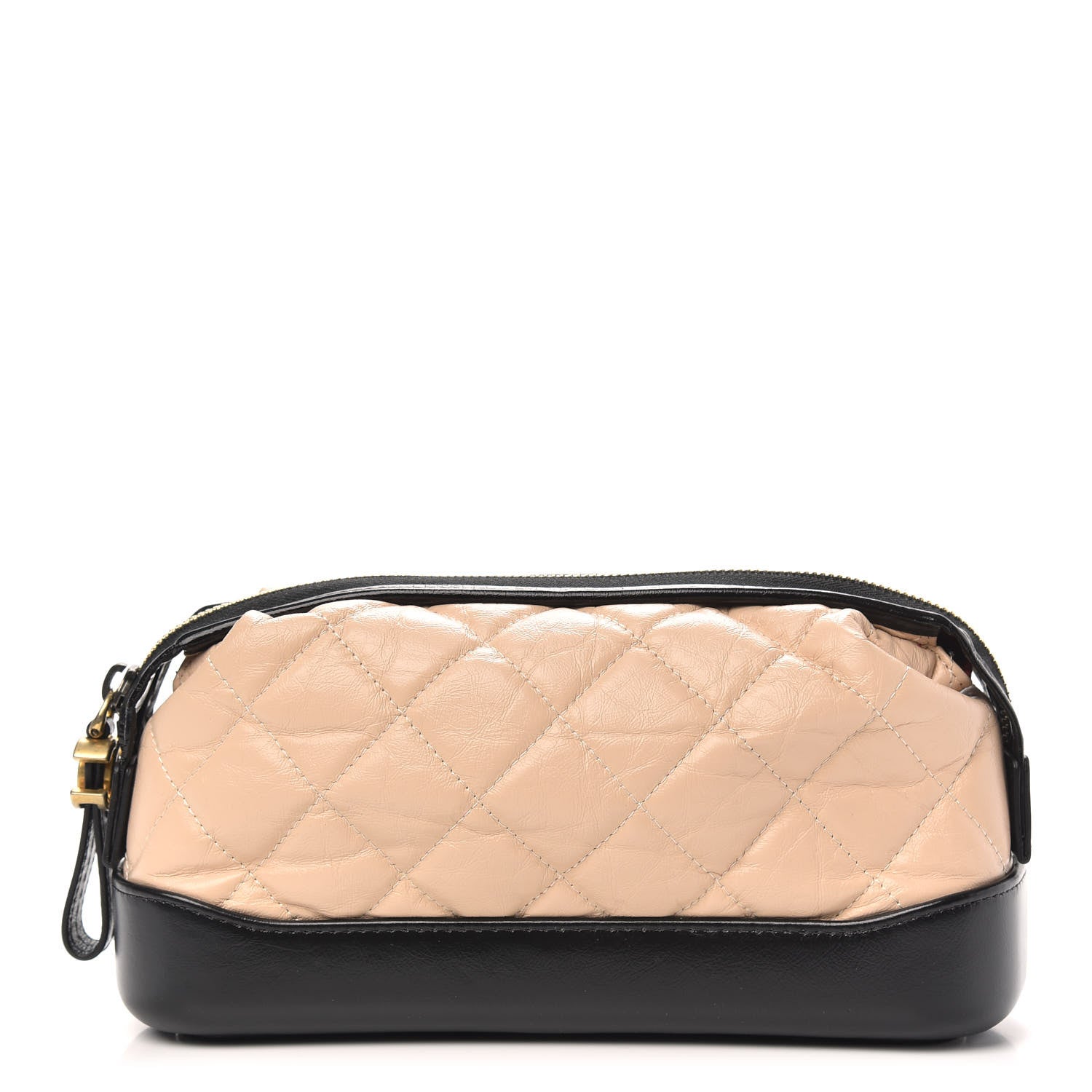 Chanel Aged Calfskin Quilted Gabrielle Classic Pouch Beige Black 1 of 9