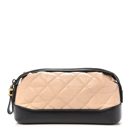 Chanel Aged Calfskin Quilted Gabrielle Classic Pouch Beige Black 1 of 9