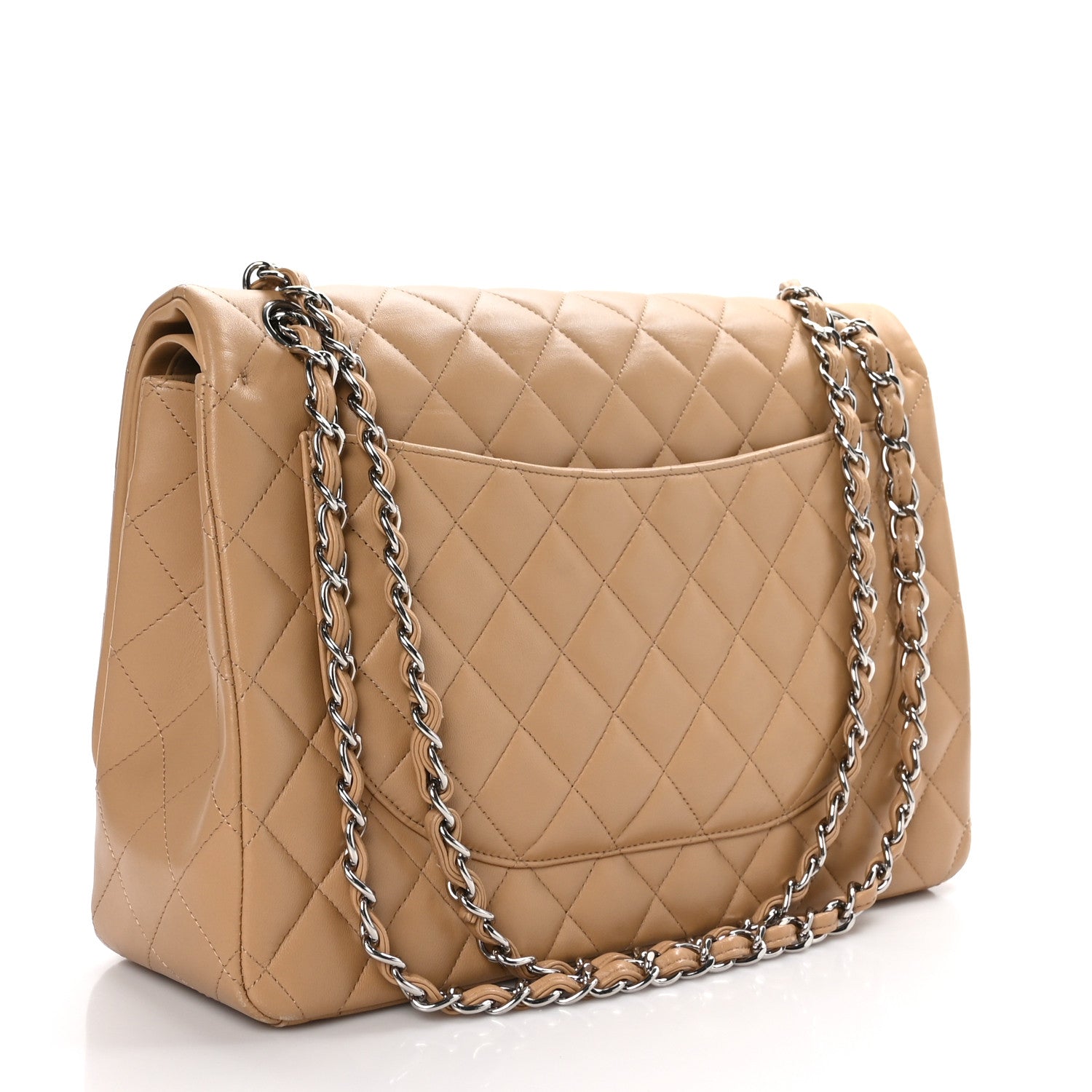 Chanel Lambskin Quilted Maxi Double Flap Beige 3 of 9
