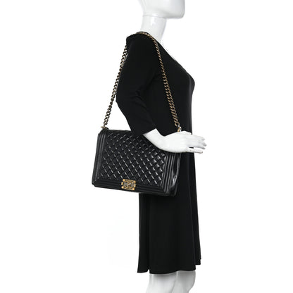 Chanel Glazed Calfskin Quilted Large Boy Flap Black 2 of 13