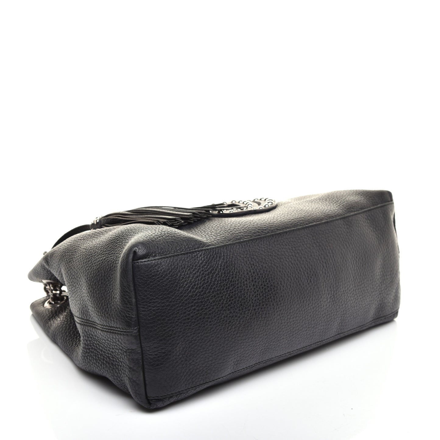 Pebbled Calfskin Studded Medium Soho Chain Shoulder Bag Black