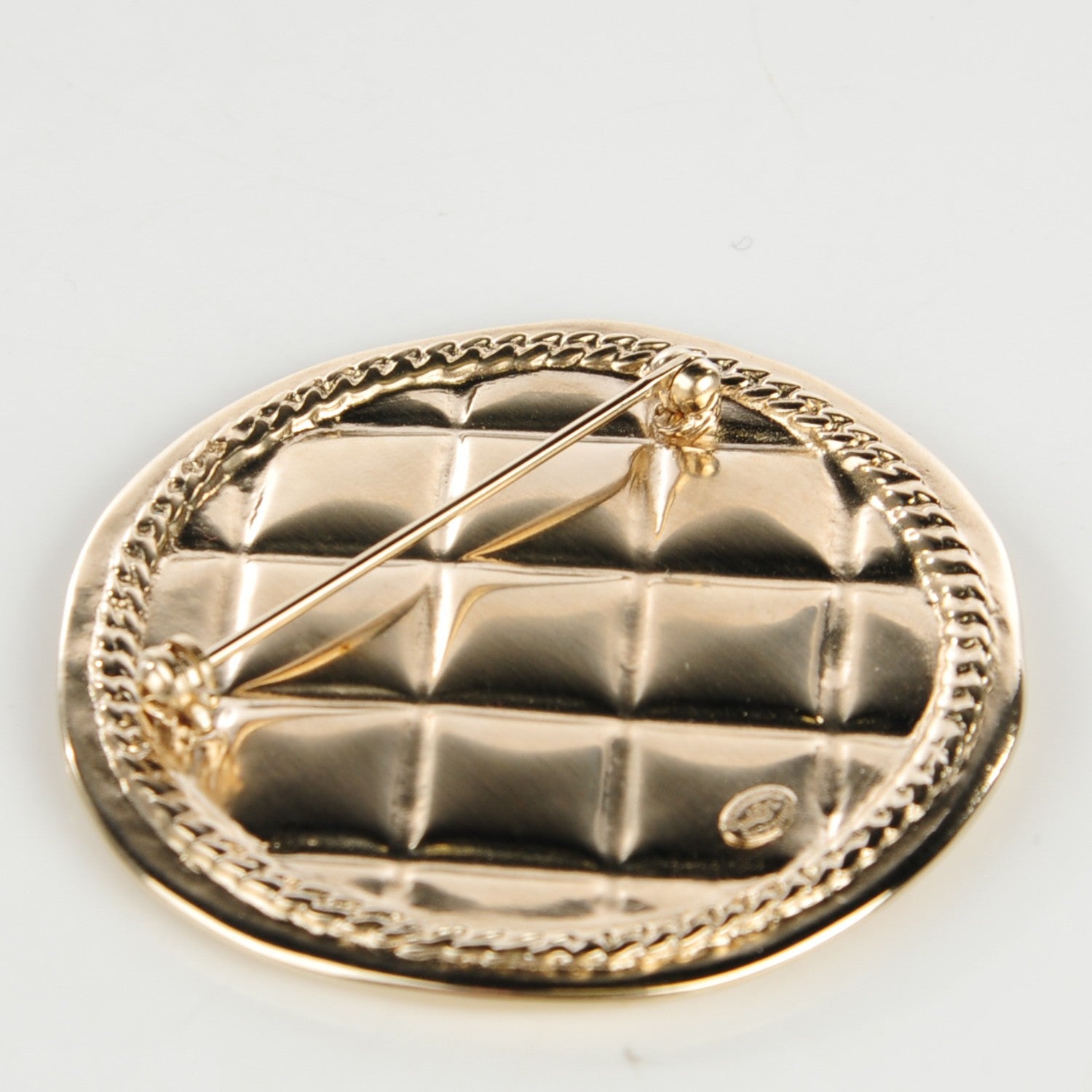 Chanel Quilted CC Brooch Pin Gold 3 of 5