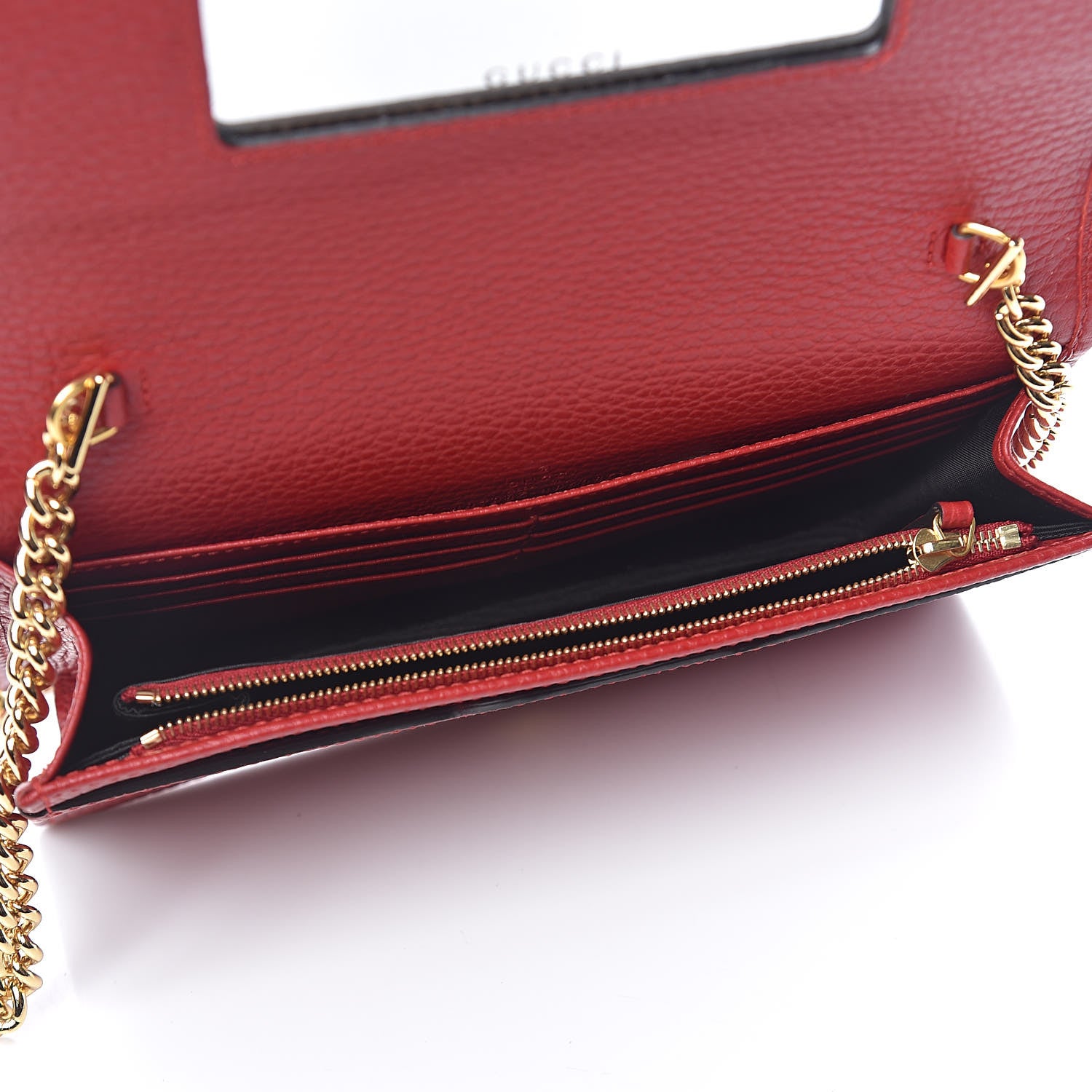 Gucci Dollar Calfskin Mini GG Marmont Chain Wallet Hibiscus Red 5 of 11