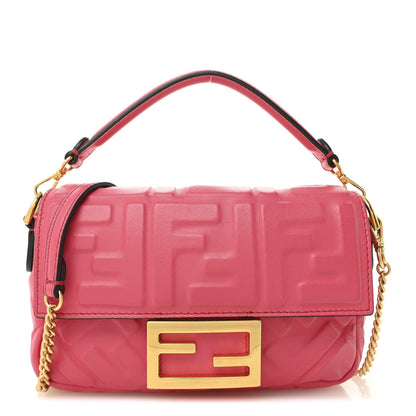 Fendi Nappa FF 1974 Embossed Mini Baguette Lampone 1 of 14