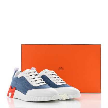 Hermes Denim Suede Goatskin Bouncing Sneakers 36 Bleu Clair White 8 of 8