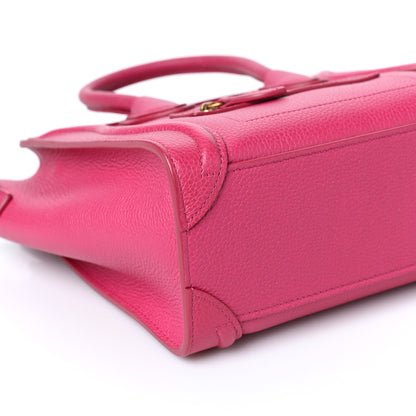 Celine Drummed Calfskin Nano Luggage Fuchsia 8 of 9