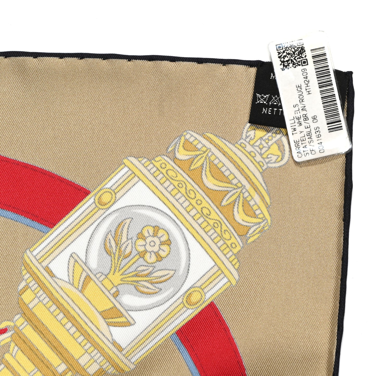 Silk Stately Wheels Scarf 90 Sable Brun Rouge