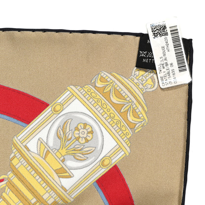 Hermes Silk Stately Wheels Scarf 90 Sable Brun Rouge 3 of 5